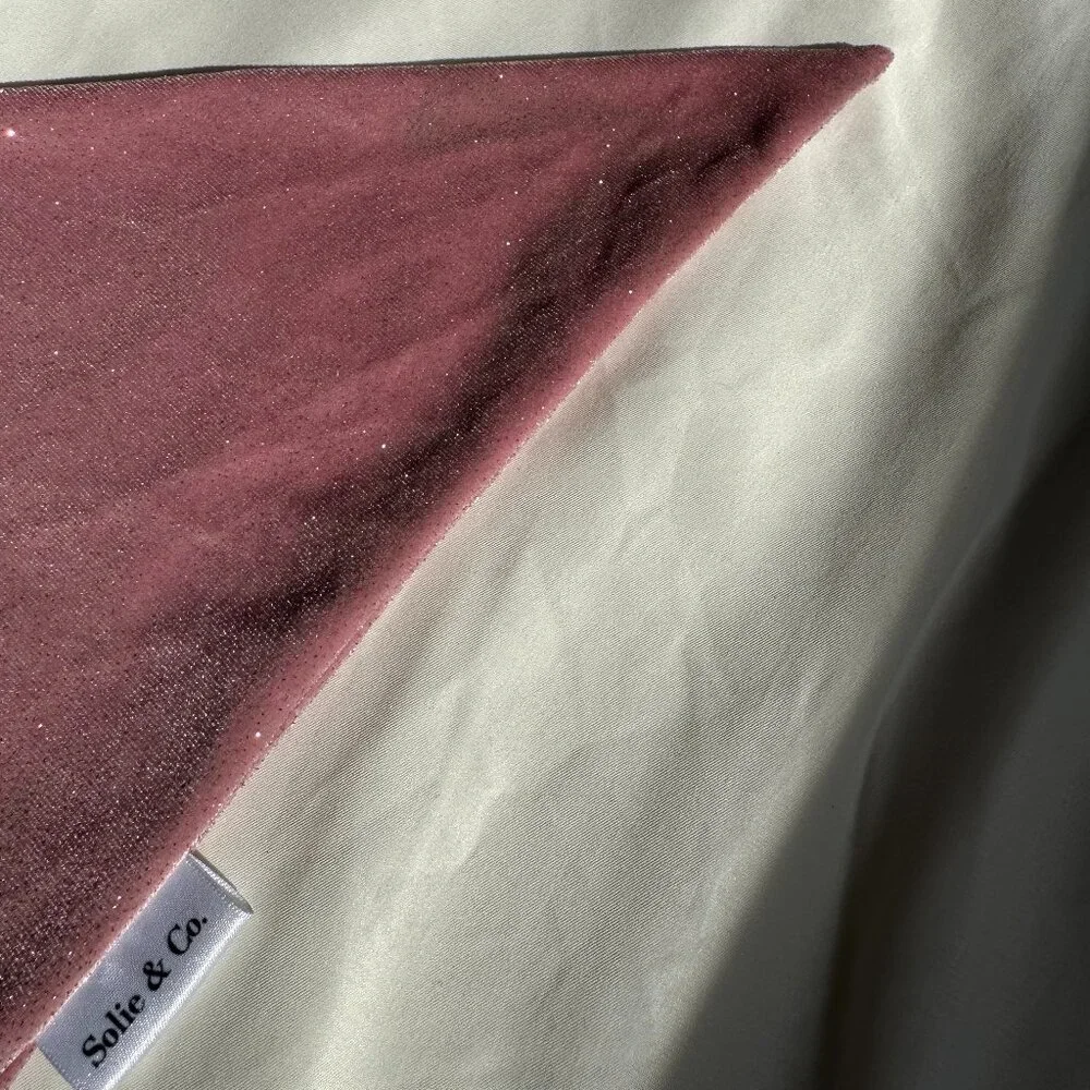 EUC, Solie & Co. Sparkly Berry Pink Faux Velvet Dog Bandana, Size Small